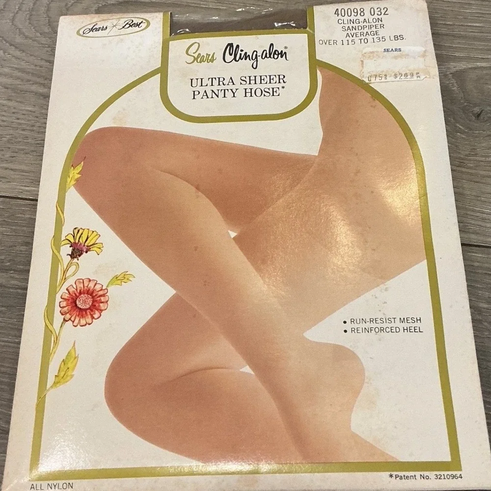 Vintage NEW Sears Nylon Pantyhose Average Sandpiper Cling-alon Ultra Sheer 70s